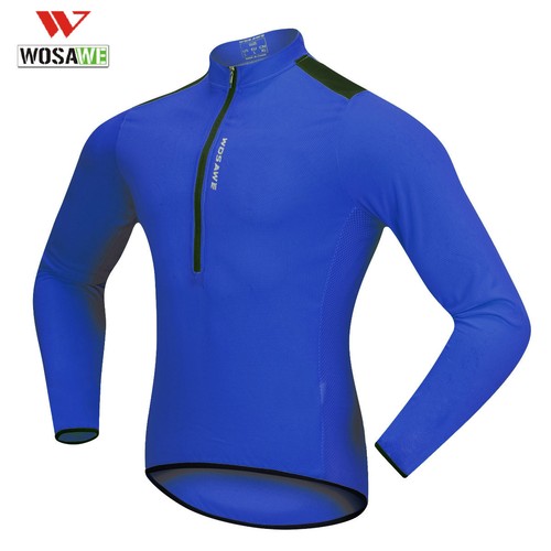 Mens Cycling Jerseys Windproof Half Zipper Sport Coat Reflective Breathable Tops