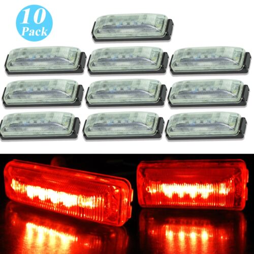 Red LED Marker Clearance Light 4/"x1/" w Black Base for RV Trailer 10 Clear