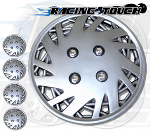 Metallic Silver 4pcs Set #157 14/" Inches Hubcaps Hub Cap Wheel Cover Rim Skin