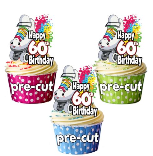 PRECUT Roller Skate Skating Cup Cake Toppers Decorations Birthday Party ANY AGE