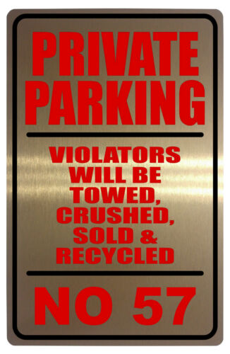 Funny Personalised Number Private Parking Aluminium Metal Sign Plaque House Gate