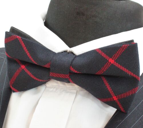 Bow Tie Navy Blue with Red Check Premium Quality BV123 Pre-Tied 