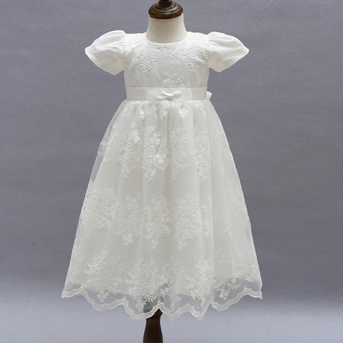 Baby Kid Flower Girl Long Christening Baptism Dress Princess Party Wedding Gown