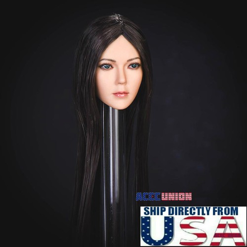 1//6 Female Head Sculpt LONG BLACK HAIR For 12/" PHICEN VERYCOOL Figure SUNTAN