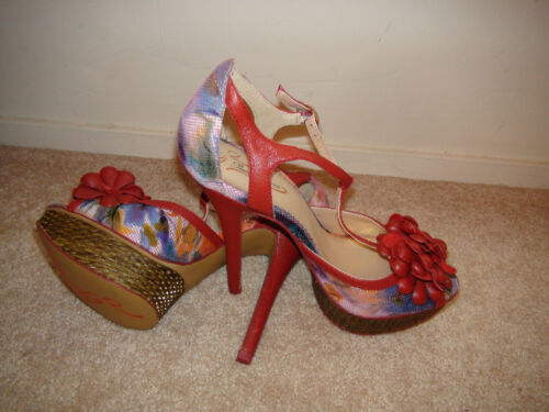 Details about  / Poetic Licence Red A Fling Thing Sandal Red Leather Stiletto heel T Strap Sz 8.5