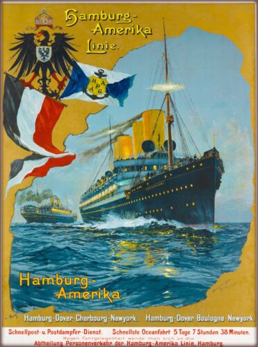Hamburg-Amerika Linie Vintage German Travel Oceanliner Cruise Ship Poster Print 