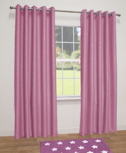 Dimout Energy Saving Stars Kids Thermal Blackout Ready Made Eyelet Curtains