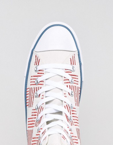 Converse All Star Chuck Taylor Shoes Unisex Hi Top White Red Blue 155382C NEW