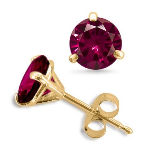 Martini Round Cut Ruby 14k Yellow Gold Over Sterling Silver Stud Earrings New 