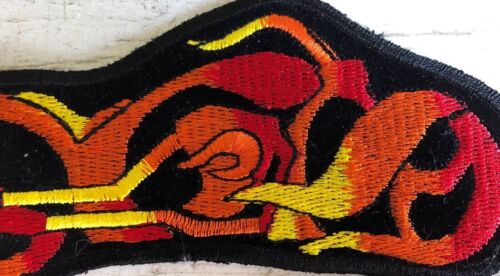 Fire Bike With Flames Motorcycle Patch Biker Vest Jacket 9” X 2.5” Iron On