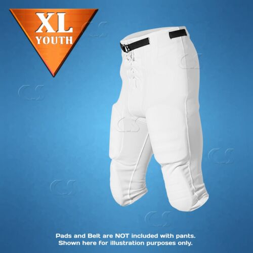 Youth Slotted White Football Pants 13oz Polyester Padless Alleson 613BSL _994-01 