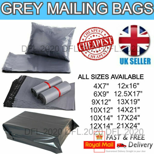 Fuerte bolsas de correo gris todos los tamaños de mejor calidad del sello del uno mismo Poly Post correo postal 