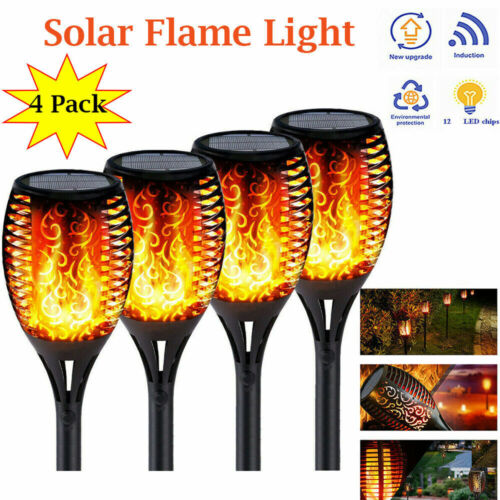 Solar Torch Light Dancing Flickering Flame Garden Lamp LED Waterproof 2-10 Pk 