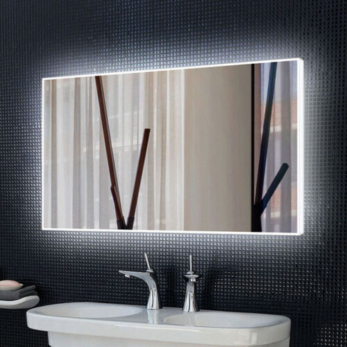 Dimmable LED Bathroom Mirror Bluetooth Antifog Wall Mount Vanity Lighted Mirror 