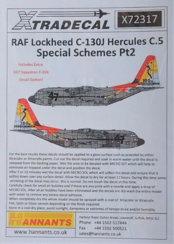 Xtradecal 1/72 X72317 RAF C-130J Hercules Special Schemes Pt 2 Decal Set 