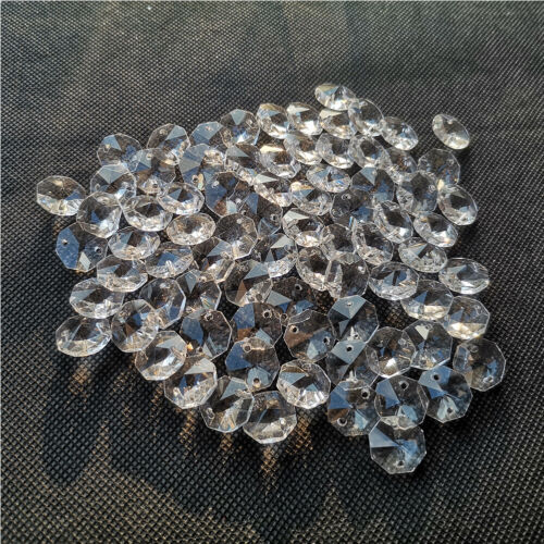 50PC Clear Octagon Beads Suncatcher Prism Chandelier Pendant Hanging Lamp Decor