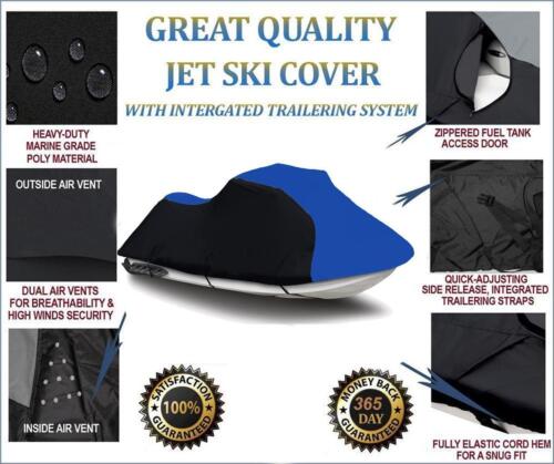 BLACK//BLUE 600 DENIER Deluxe JetSki Jet Ski PWC Cover 1998 Yamaha 1200 XL
