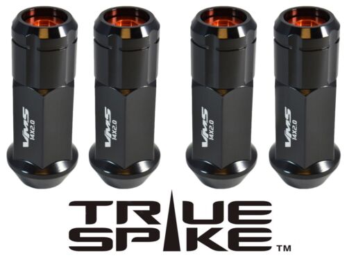 16PC VMS RACING 57MM 12X1.5 FORGED STEEL LUG NUTS ORANGE CAPPED CLOSED END D 