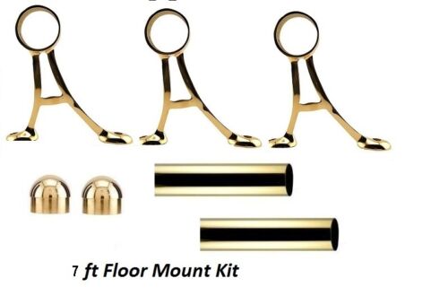 Polished Brass Bar Foot Rest 7 Ft Floor Mount Bar Foot Rail Tubing Kit 
