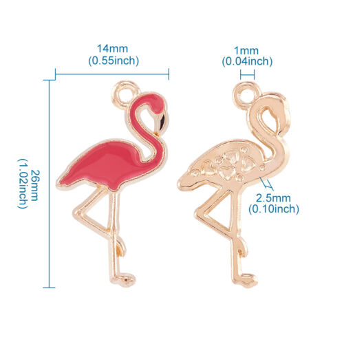 10PCS alliage émail Pendentifs Flamingo Charms Pour Collier Jewelry Making 26x14mm 