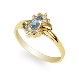 JamesJenny Ladies Yellow Gold Plated 0.3ct Aquamarine 