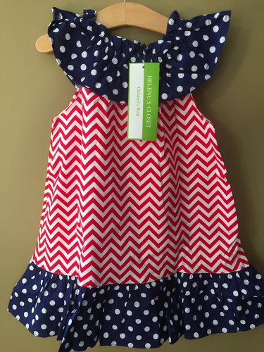 Girls 12 18 Months 3T 4 4T 5 Boutique Chevron Ruffle Dress NEW NWT 4th Of July