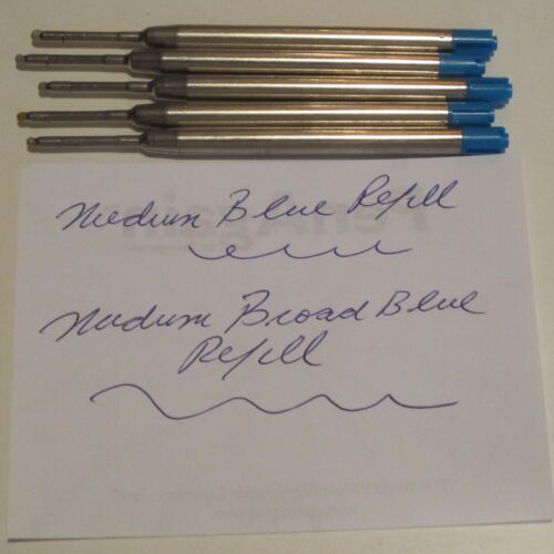 5 TERZETTI BLUE BALLPOINT REFILLS-MEDIUM-fit PARKER pen METAL BODY+FREE PEN