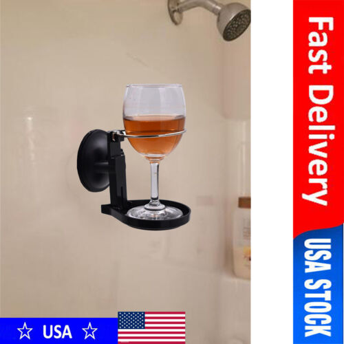 Wine Glass Holder Bath /& Shower Portable Suction Cup Beer Holder Foldable Rack