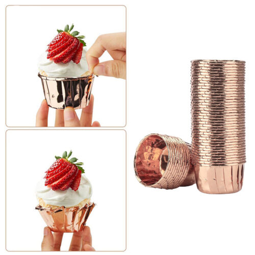 Muffin Cases 50 Pieces Baking Cases Foil Metallic Cupcake Cases Baking Cups, 