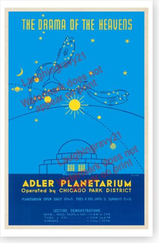 Drama Of The Heavens Adler Planetarium Chicago Park District Retro WPA Poster 