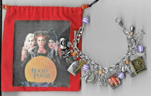 HOCUS POCUS   Inspired Charm Bracelet  Altered Art Gift Bag Hand made  HALLOWEEN 