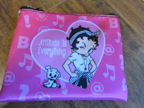 Licensed New Betty Boop /"Attitude Is Everything/" Pink Key Chain Coin Purse