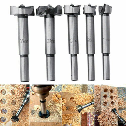 5pcs Forstner Wood Drill Bit Set Hole Saw Cutter Wood Tools with Round Shank