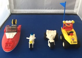 6 Lego City Harbour Minifigures 6437 Beach Buggy 4641 Speedboat Motorcycle ATV