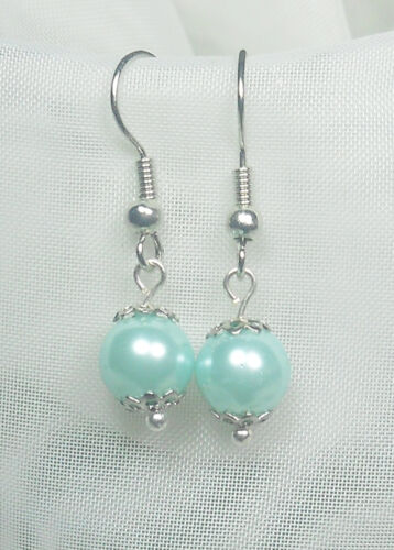 1 Paar  Perlen Ohrringe freie Farbauswahl Ohrhaken 925er Silber NEU 