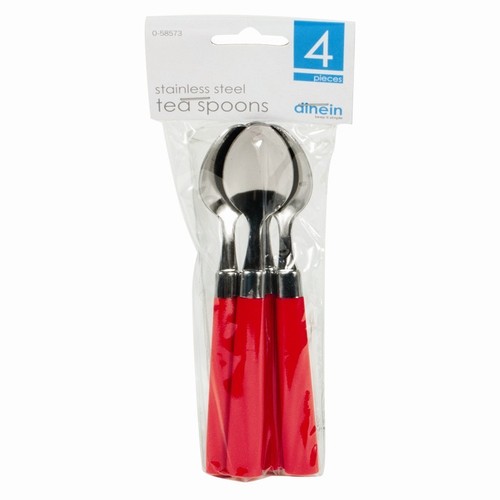 3 couleurs, noir, rouge et blanc. Acier inoxydable cuillères à café 4 pack