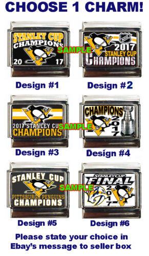 Pittsburgh Penguins 2017 Stanley Cup Champions Custom Italian Charm Choose! 