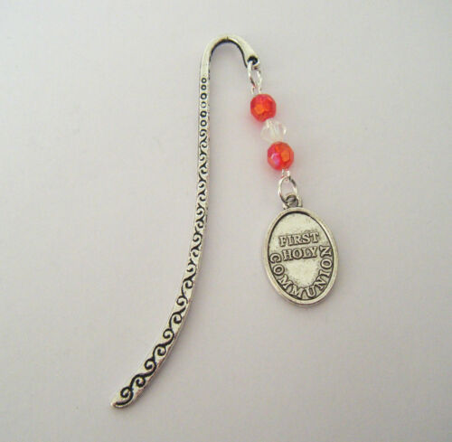 BEADED TIBETAN SILVER BOOKMARK WITH GUARDIAN ANGEL OR FIRST HOLY COMMUNION CHARM