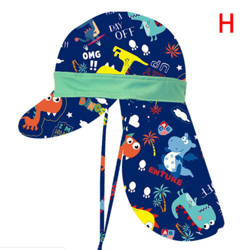 Kid Boy Girl Swim Caps Baby Sun Safe Sporty Flap Swim UV+50 Flap Hat Pool TEUS