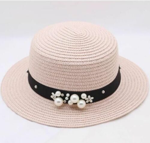 Summer Jazz Hats For Women/'s Pearl Design Casual Panama Wide Brim Adjustable Hat