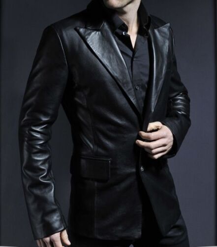 Homme en cuir biker veste neuf avec étiquette cuir blouson cuir veste manteau designer