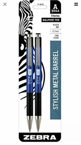 Details about  &nbsp;Zebra 301A Ballpoint Aluminum Retractable Pen, Fine Point, 0.7mm, Blue Barrel,