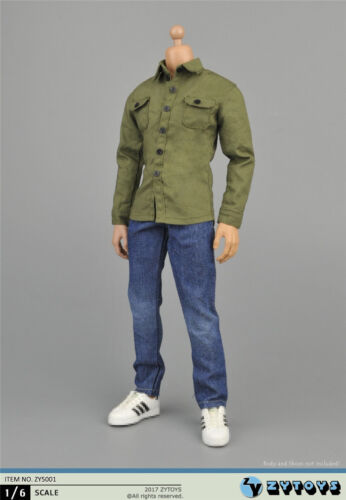 ZYTOYS 1/6 Coat Jeans Pants Army Green ZY5001 Fit 12" Male Action Figure Body 