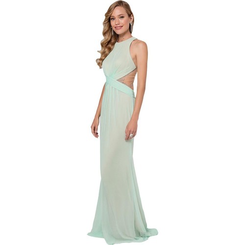 Terani Couture Green Embellished Illusion Prom Formal Dress Gown 0 BHFO 5510