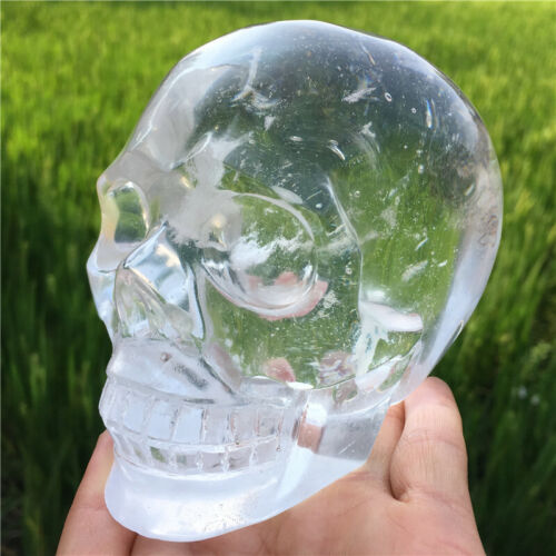 top！Carved Clear Melting Skull quartz stone Crystal Healing Crystal Decorate 
