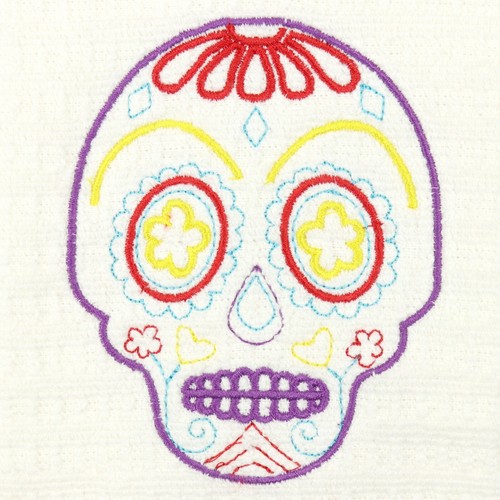 16 x 26 Cotton Towels Embroidered Sugar Skull Design Set of 2 Kitchen Towels