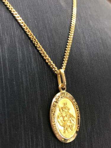 9ct Yellow Gold Oval St Christopher GIFT Pendant Small Medium Large BRAND NEW