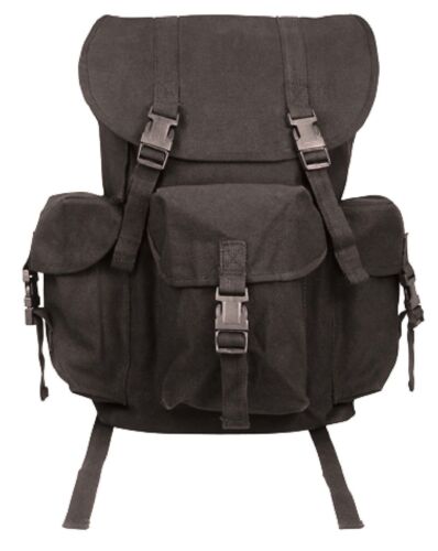 Hiking Camping School Bookbag Black Canvas Outfitter Backpack Rucksack 