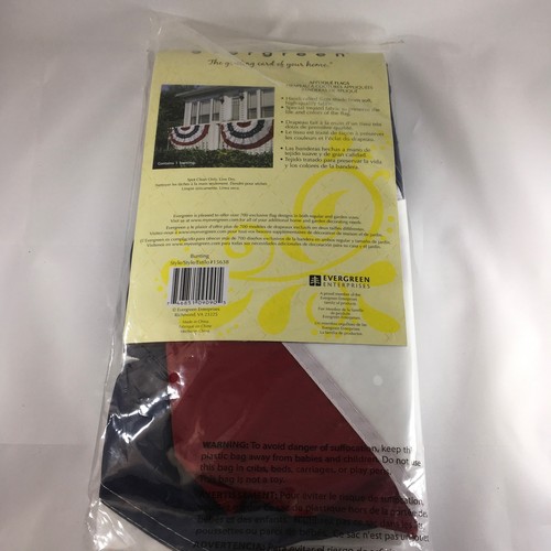 Evergreen Patriotic Appliquéd American Flag Bunting with Grommets 58/" X 27/"
