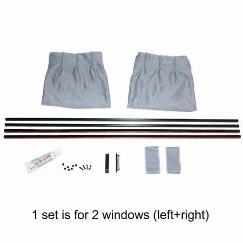 Car Front Rear Windows Sun Shade Visor Curtain Aluminum Rails Shrinkable Covers